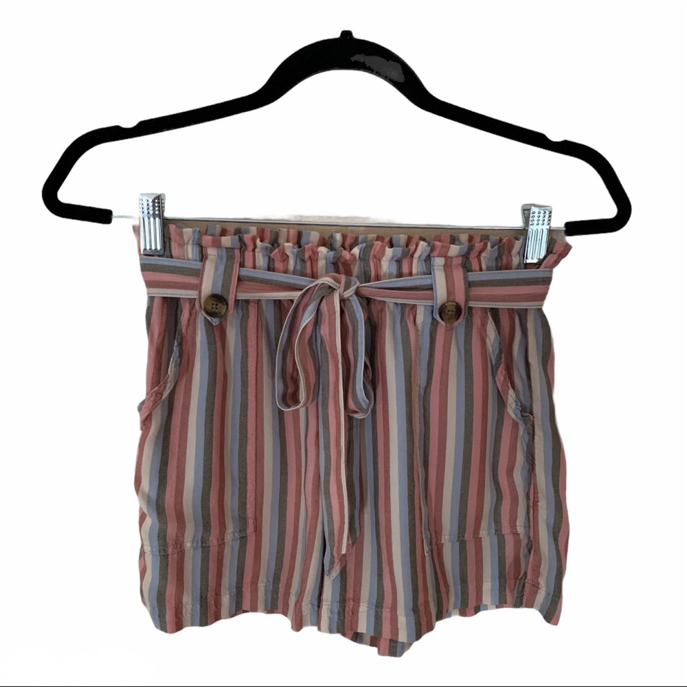 AE Striped Flowy Soft Shorts with Tie Belt